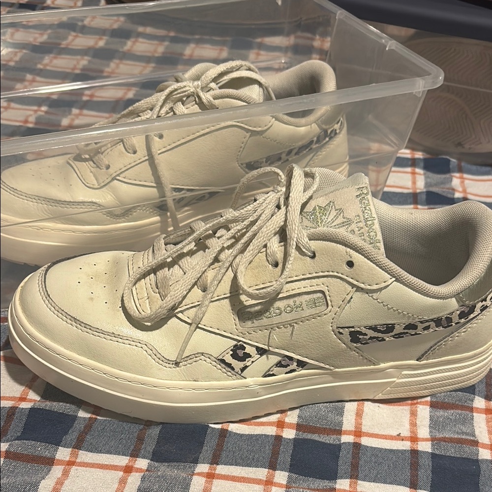 Reebok Beige Sneakers with Leopard Detail